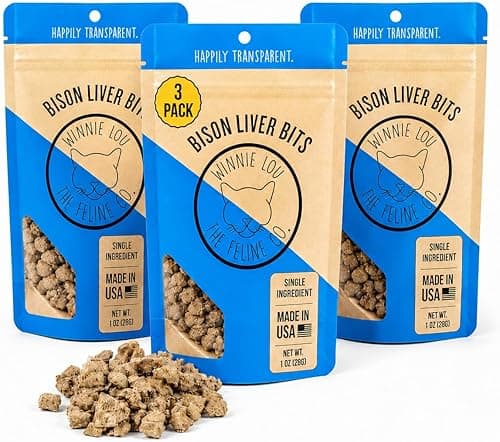 Winnie Lou Grass‑Fed Bison Liver Bits Cat Treats – 3 Pack