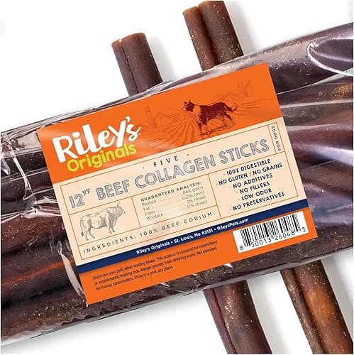 Riley’s 12‑Inch Beef Collagen Sticks for Dogs – 5 Count