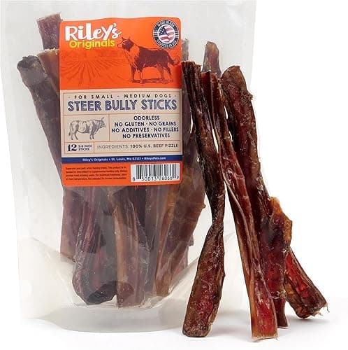 Riley’s Steer Bully Sticks for Dogs – 5–6”, 12 Count