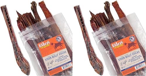 Riley’s Steer Bully Sticks for Large to XL Dogs – 12”, 5 Count (Pack of 2)