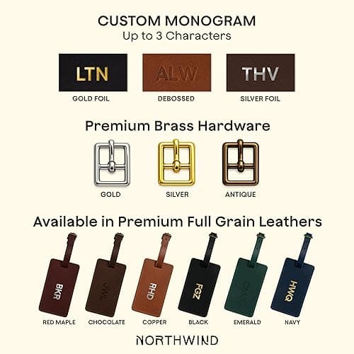 Northwind Personalized Leather Luggage Tag - Sewn 