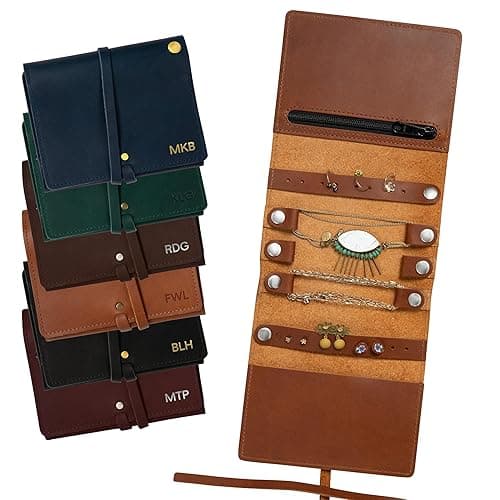 Northwind Personalized Leather Travel Jewelry Roll