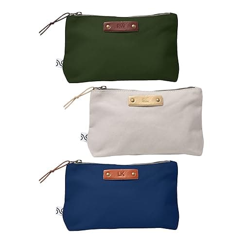 Northwind Personalized Canvas Cosmetic Pouch with Leather Patch