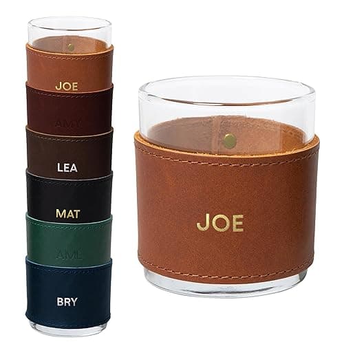 Northwind Personalized Leather Wrapped Rocks Glass
