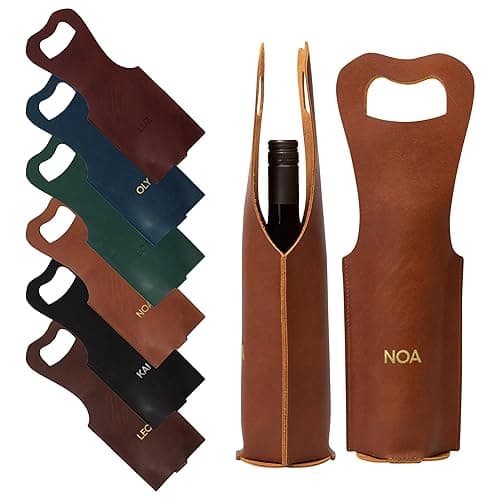 Northwind Personalized Full‑Grain Leather Wine Carrier