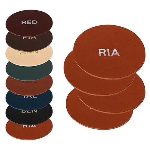 Northwind Personalized Round Leather Coasters — Set of 4