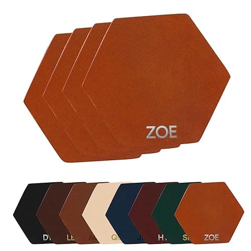 Northwind Personalized Hexagon Leather Coasters — Set of 4