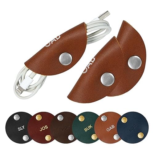 Northwind Personalized Leather Cord Organizers — Set of 3 (Round 2.75”)