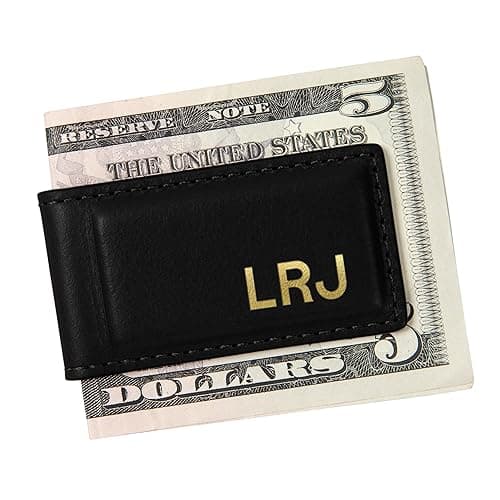 Northwind Personalized Leather Magnetic Money Clip — Black