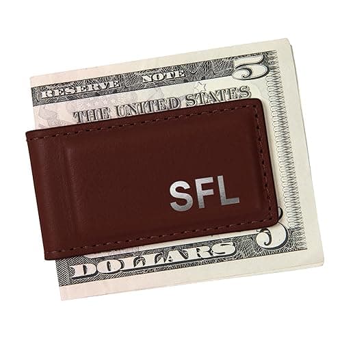 Northwind Personalized Leather Magnetic Money Clip — Brown