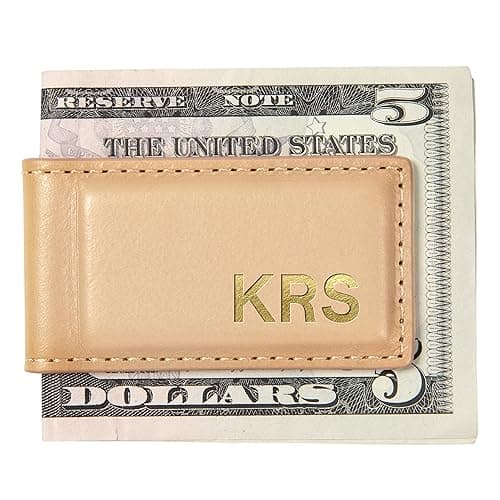 Northwind Personalized Leather Magnetic Money Clip — Natural