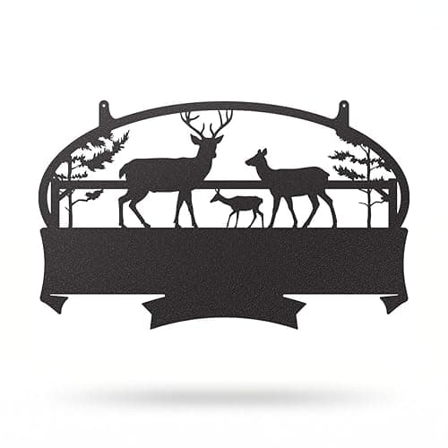 RealSteel Deer Family Farm Monogram - Black 16” x 24”