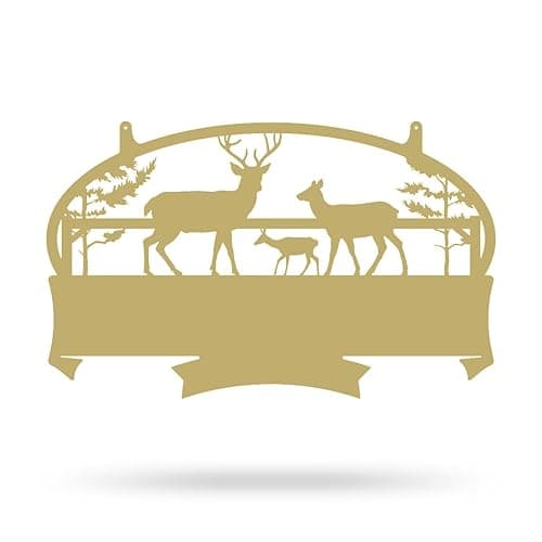 RealSteel Deer Family Farm Monogram - Gold 18” x 30”
