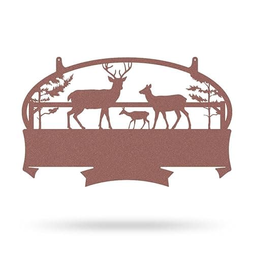 RealSteel Deer Family Farm Monogram - Rust 22” x 36”
