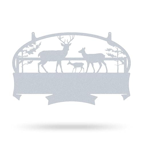 RealSteel Deer Family Farm Monogram - Textured Silver 22” x 36