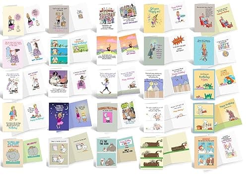 Funny Birthday Card Assortment – 25 Pack (Full‑Color, Greeting Inside)