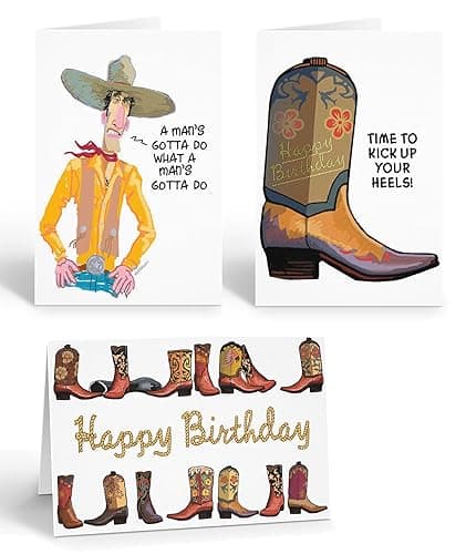 Stonehouse Collection Cowboy Birthday Card Set – 3‑Pack 