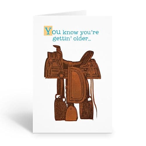 Stonehouse Collection Western Birthday Card – Funny Aging Cowboy Saddle Design