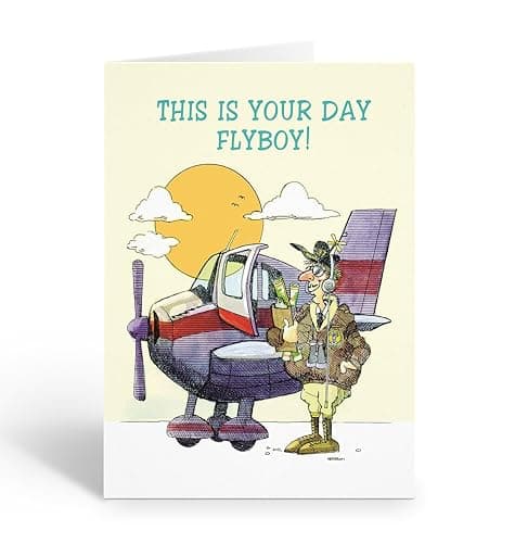 Stonehouse Collection Airplane Birthday Card – Pilot & Airline Theme (Flyboy)
