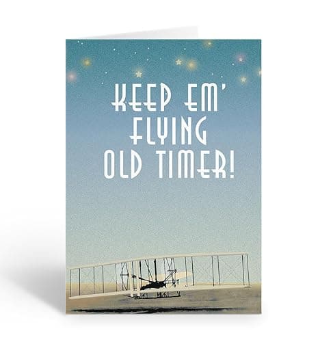 Stonehouse Collection Airplane Birthday Card – Vintage Aviation “Old Timer” Pilot Theme