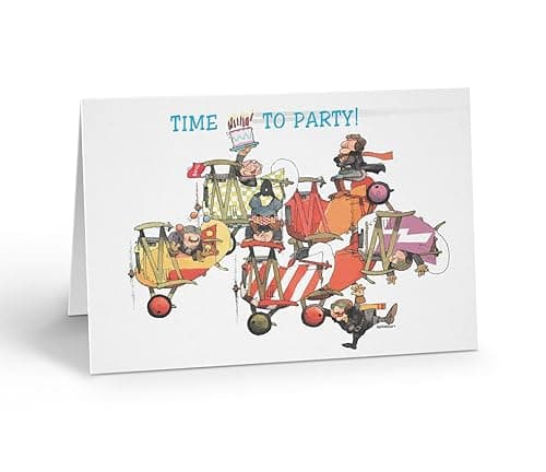 Stonehouse Collection Airplane Birthday Card – Vintage Bi‑Plane “Time to Party” Airline Theme 