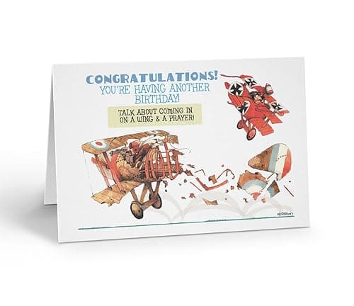 Stonehouse Collection - Funny Airplane Birthday Cards - Humorous Pilot Card - Single Card (Wing and Prayer)