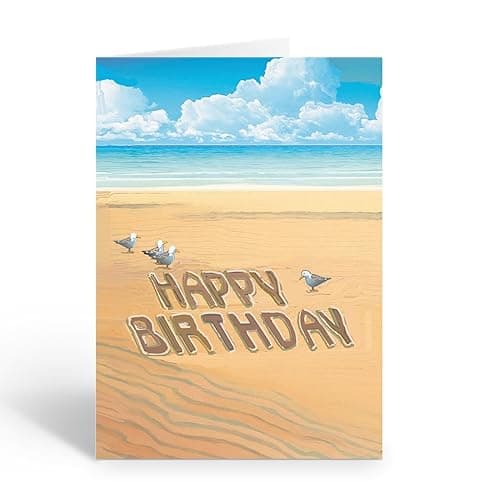 Stonehouse Collection Happy Birthday Beach Card – Seagull & Coastal Theme