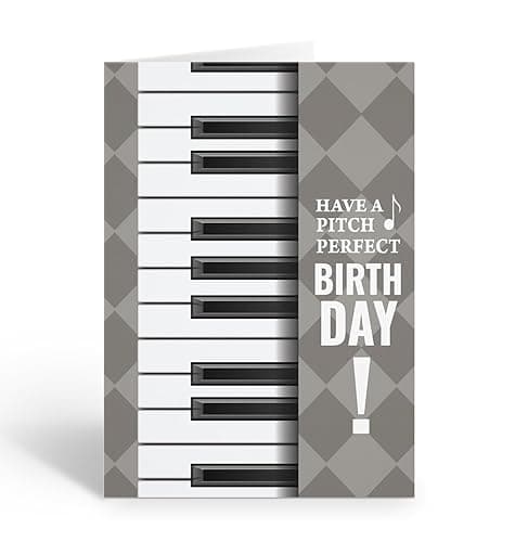 Stonehouse Collection Musical Piano Birthday Card – Single Card with Envelope (Blank Interior)