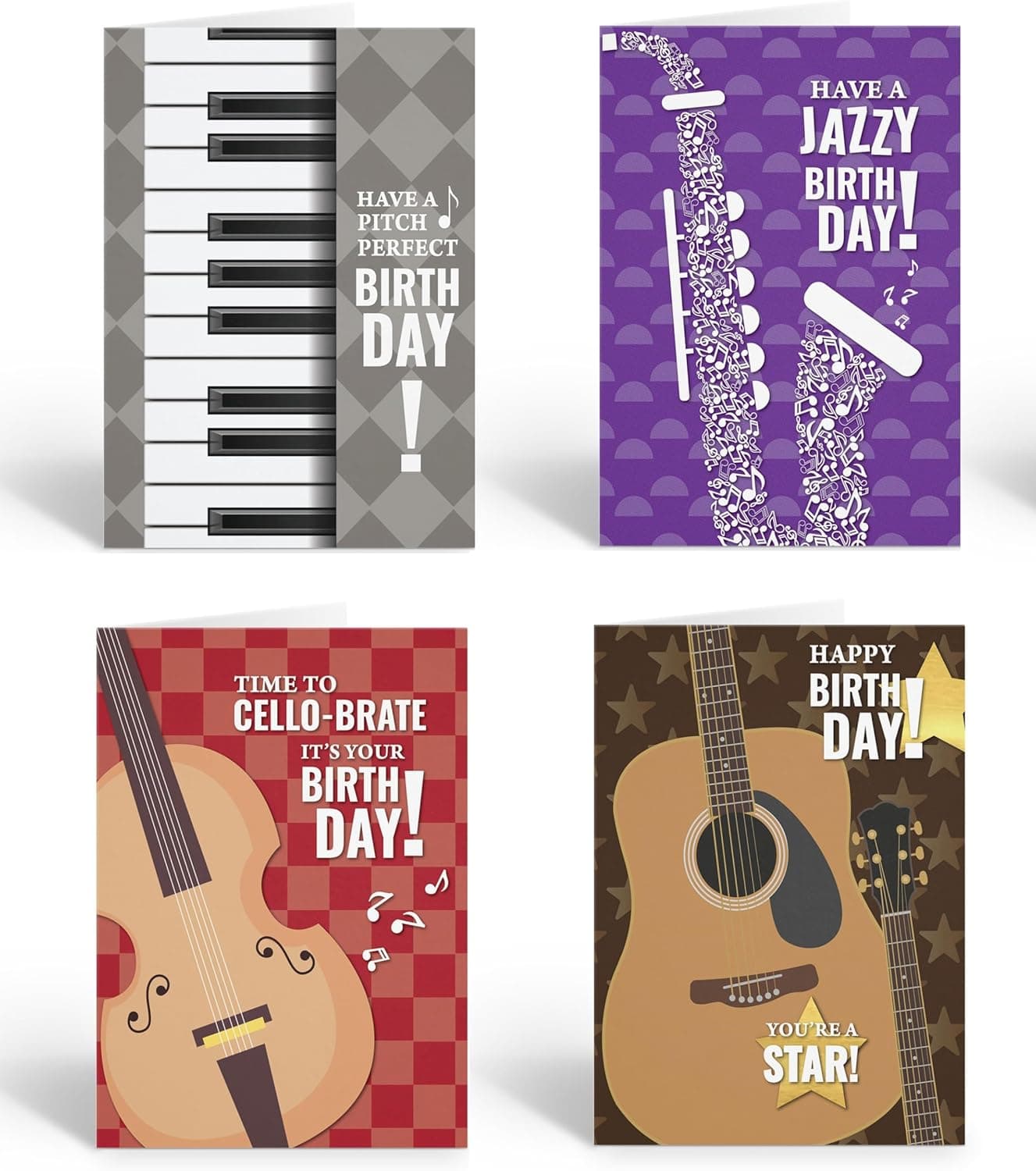 Stonehouse Collection Musical Birthday Card Variety Pack – 12 Assorted Designs