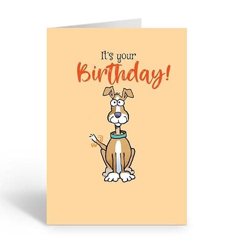 Stonehouse Collection Cute Dog Happy Birthday Greeting Card – “Drinking Doggy”