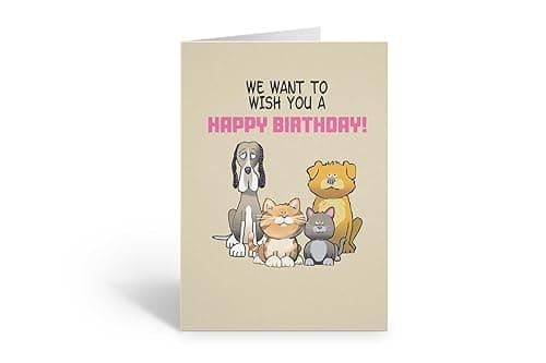 Stonehouse Collection Cute Dog & Cat Birthday Greeting Card 