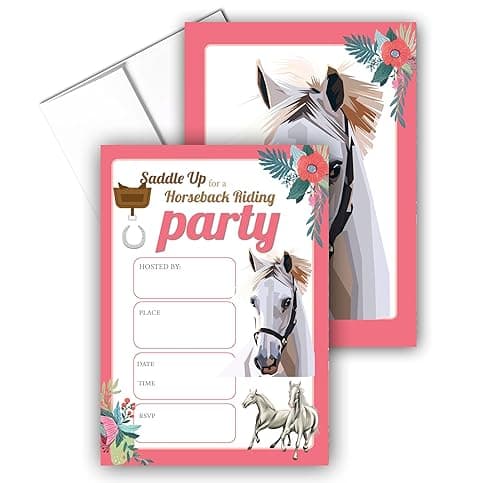 Stonehouse Collection Kids Horse Birthday Party Invitations 
