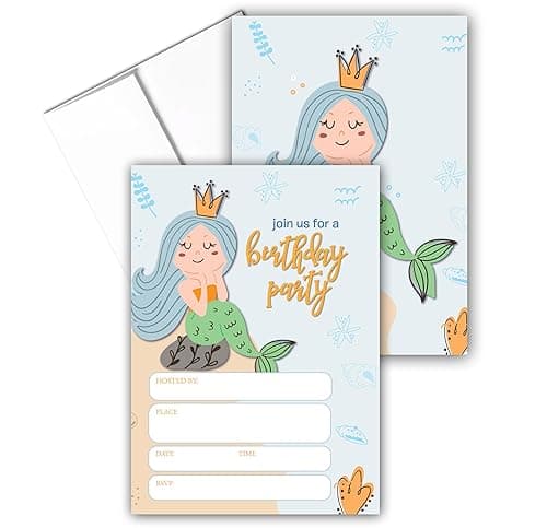 Stonehouse Collection Kids Mermaid Birthday Party Invitations