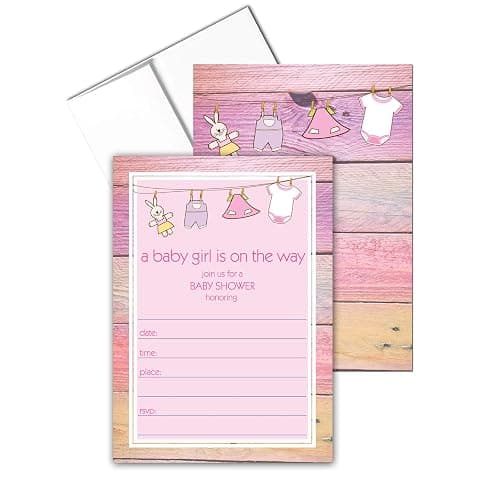 Stonehouse Collection Rustic Girl Baby Shower Invitations