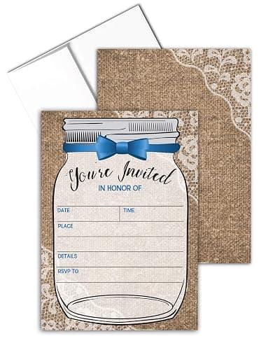 Stonehouse Collection Boy Mason Jar Baby Shower Invitations