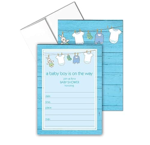 Stonehouse Collection Rustic Boy Baby Shower Invitations