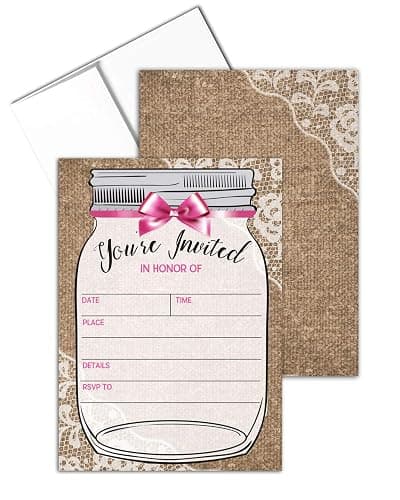 Stonehouse Collection Girl Mason Jar Baby Shower Invitations