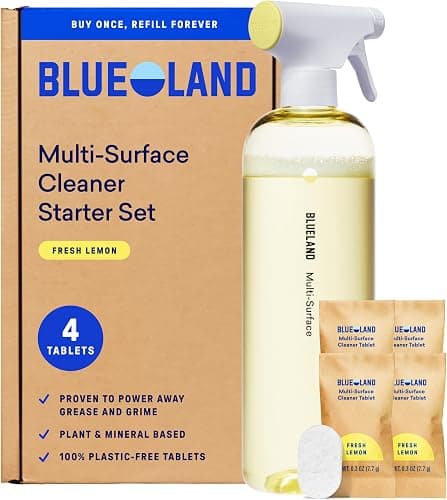 Blueland Multi‑Surface Cleaner Starter Set — Fresh Lemon (1 Bottle + 4 Refill Tablets)