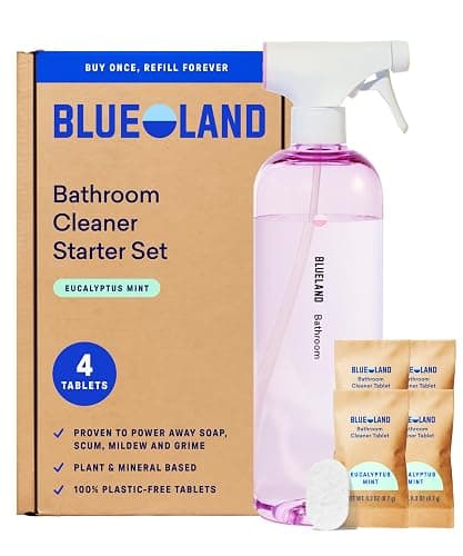 Blueland Bathroom Cleaner Starter Set — Eucalyptus Mint (1 Bottle + 4 Refill Tablets)