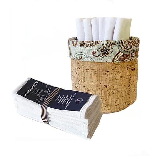 Reusable Paper Towel Set — Paisley Cloths + Cork Fabric Basket (12 Pack)