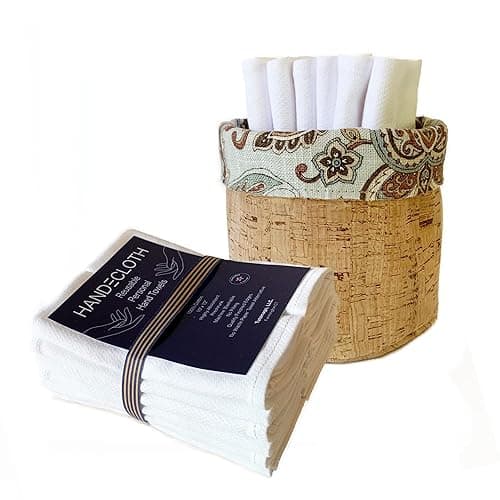 Reusable Paper Towel Set — Paisley Cloths + Cork Leather Basket (24 Pack)