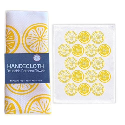 HANDECLOTH — Hand‑Printed Reusable Paper Towels (Lemons, 12 Pack)